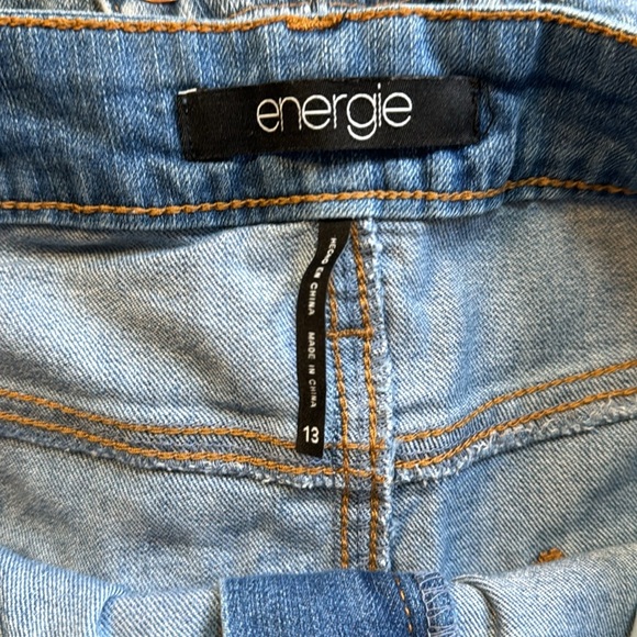Energie | Faux Wrap Blue Jean Mini Skirt Size 13 - Picture 4 of 13